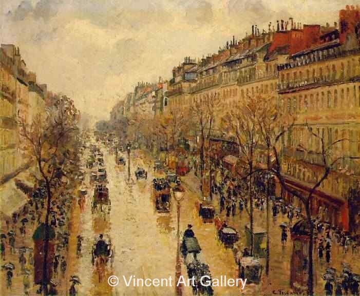 A924, PISSARRO, Boulevard Montmartre,Rainy Weather, Afternoon